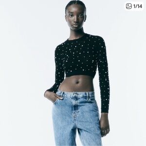 Zara open back knit pearl sweater